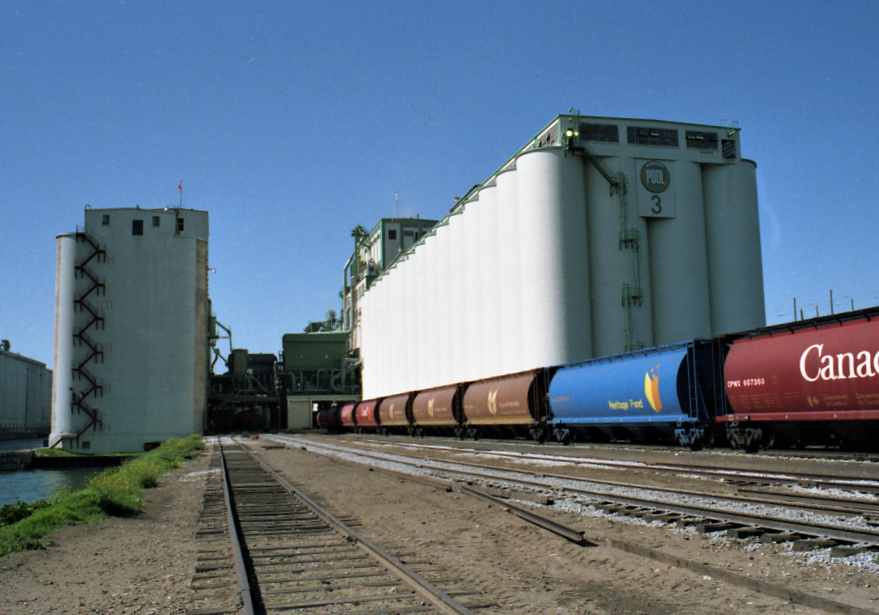 train going past elevator