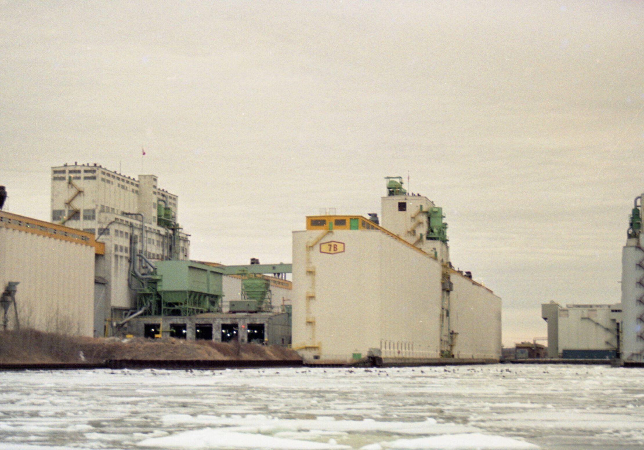 elevator on the port in the winter with snow on the ice